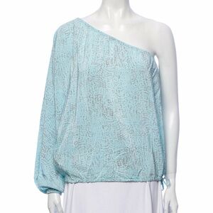 Rachel Zoe One-Shoulder Light Blue Blouse
